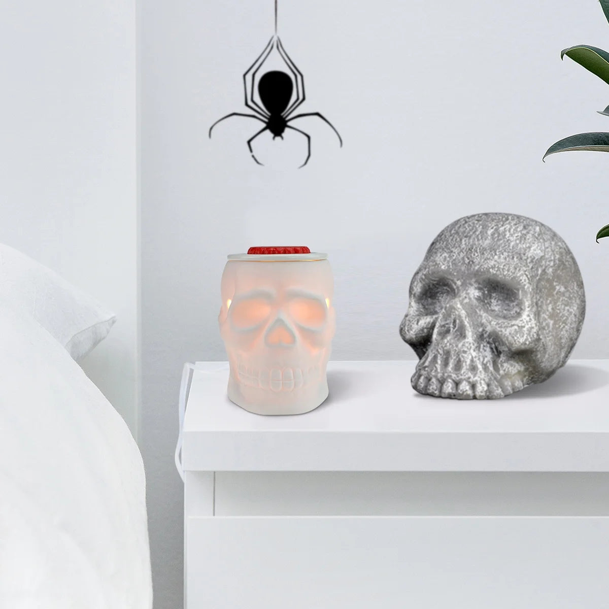 Electric Wax Warmer Ceramic Wax Candle Melter for Home Decor, Resurgent Skull, White