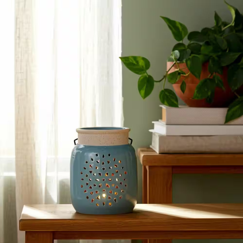 Stoneware Lantern – Blue Smoke