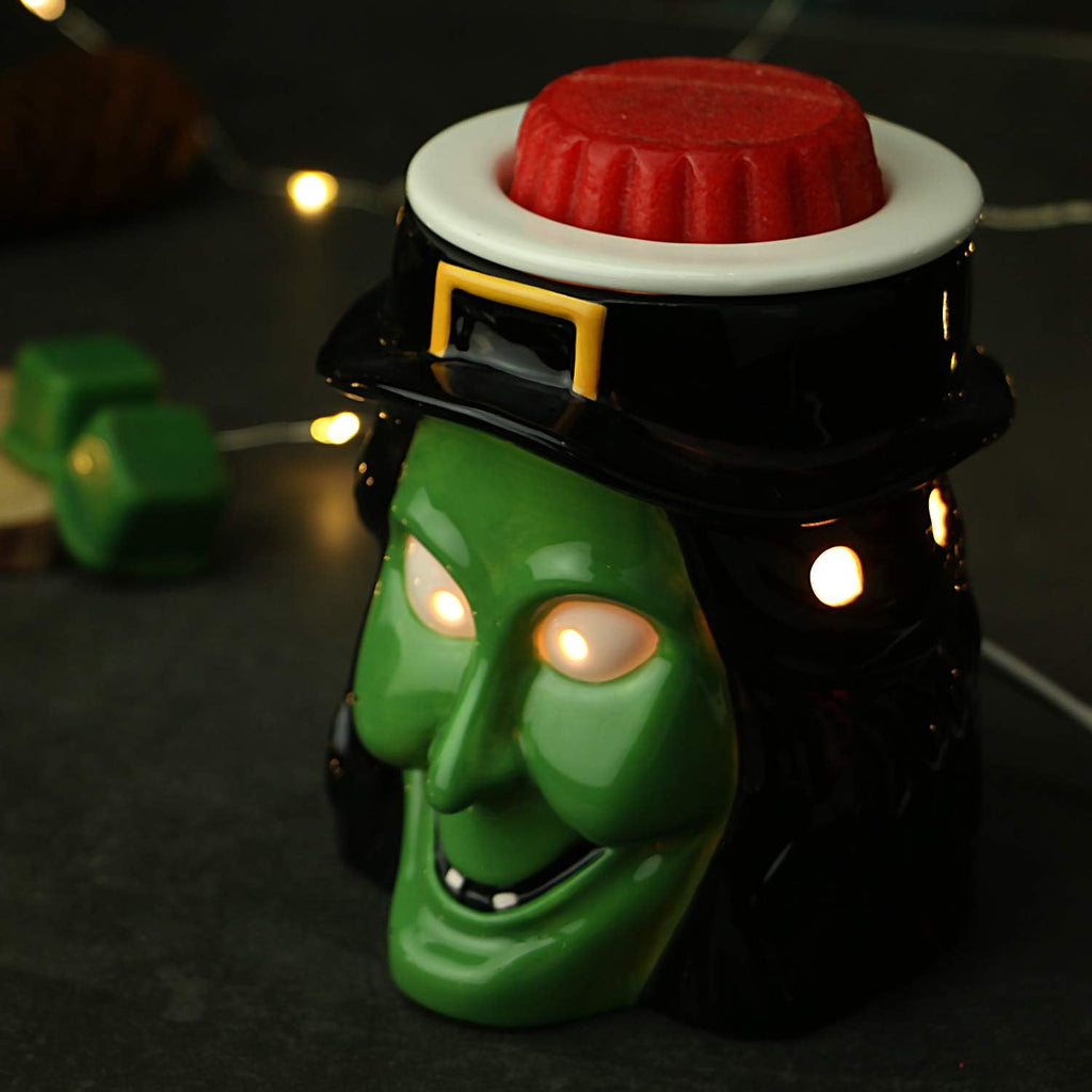 Goth Witchy Home Decor Ceramic Fragrance Warmer Wax Melter for Candle Scented Wax No Flame No Smoke No Soot Packaged Together with Two Bulbs -Wicked Witch