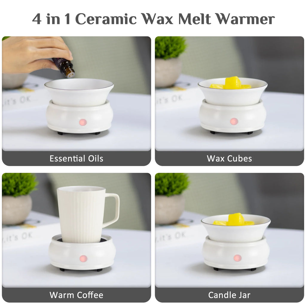 Wax Melt Warmer Burner Electric Scented Candle Wax Warmer, 3-In-1 Scented Wax Fragrance Melter for Home Office Bedroom Living Room Décor, White