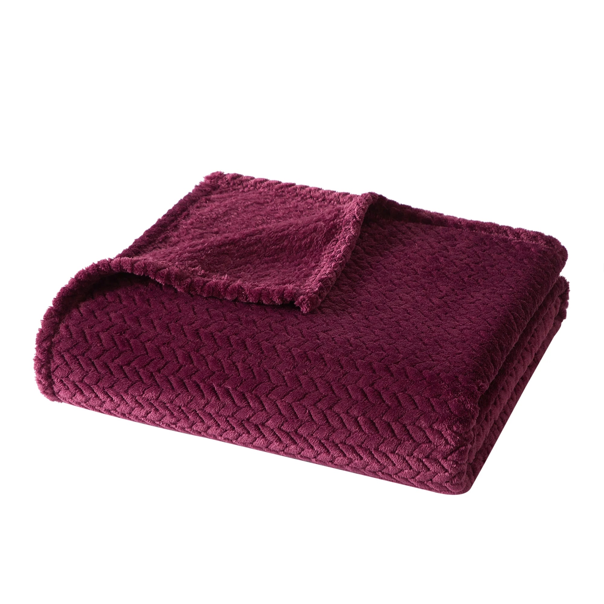 Cozy Textured Plush Throw Blanket, Purple, 50"X60" All Ages