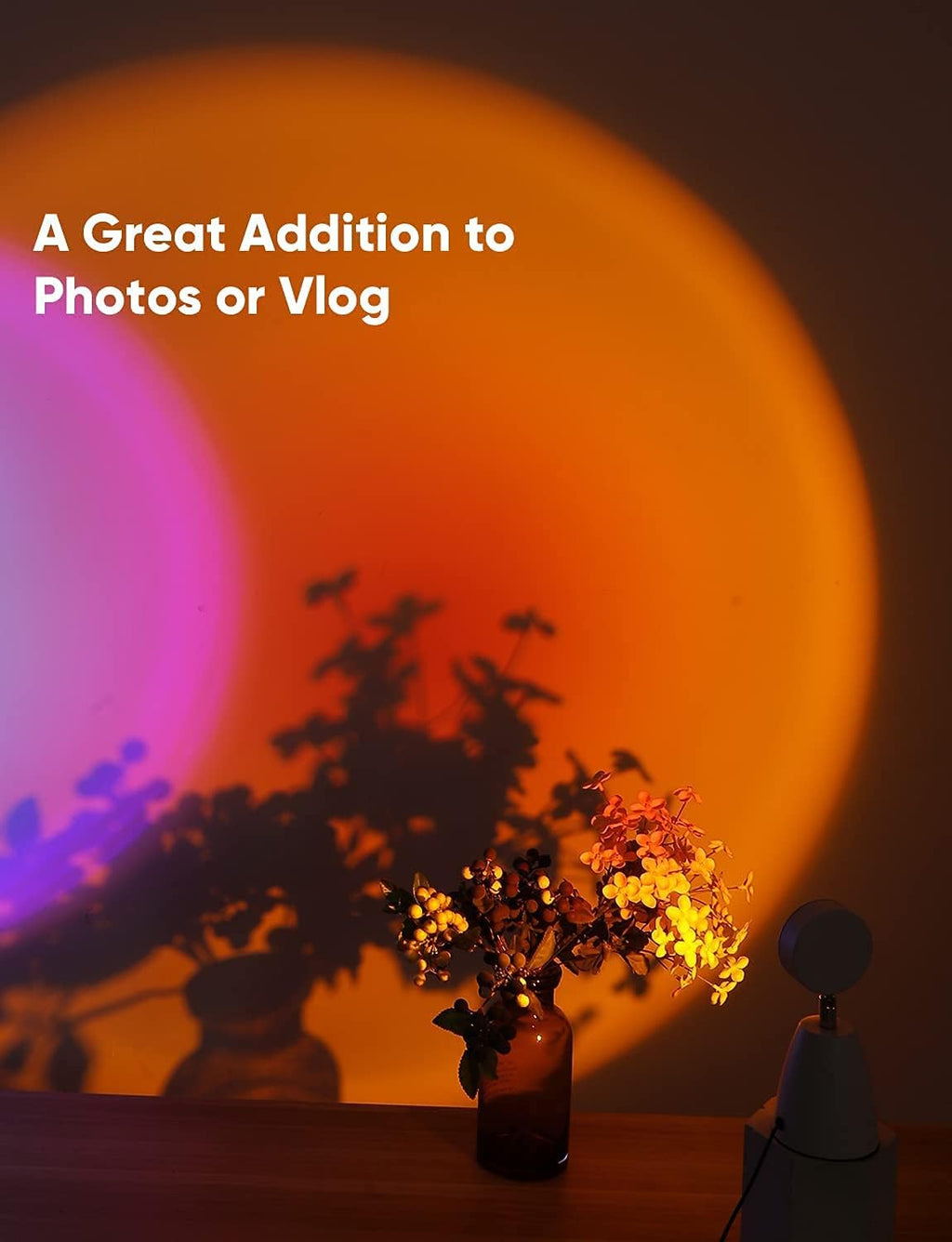 Sunset Lamp Rainbow Projector 10W Aura Rainbow Night Light Romantic Visual Aesthetic Room Decor for Photo Vlog Background Bedroom Living Room Home Indoor Party