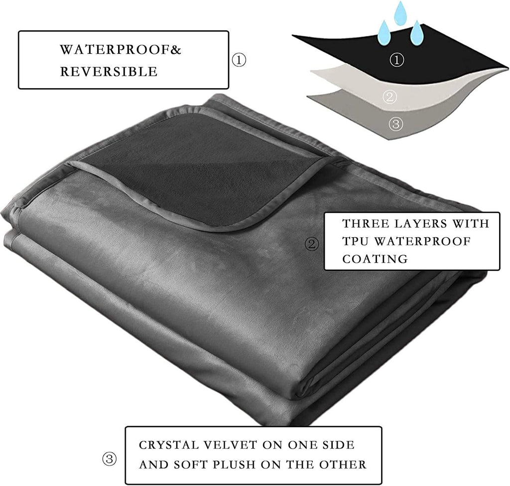 Waterproof Dog Blanket Bed Cover Dog Crystal Velvet Fuzzy Cozy Plush Pet Blanket Throw Blanket for Couch Sofa