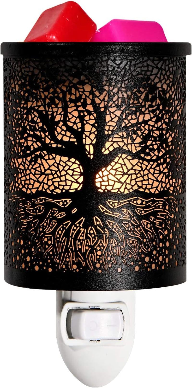 Metal Plug-In Wax Warmer with 1 Pics Silicone Liner, Electric Wax Burner Melter Fragrance Warmer Night Lamp,For Home Bedroom Kitchen Garage Gifts Décor Aromatherapy Spa (Banyan)